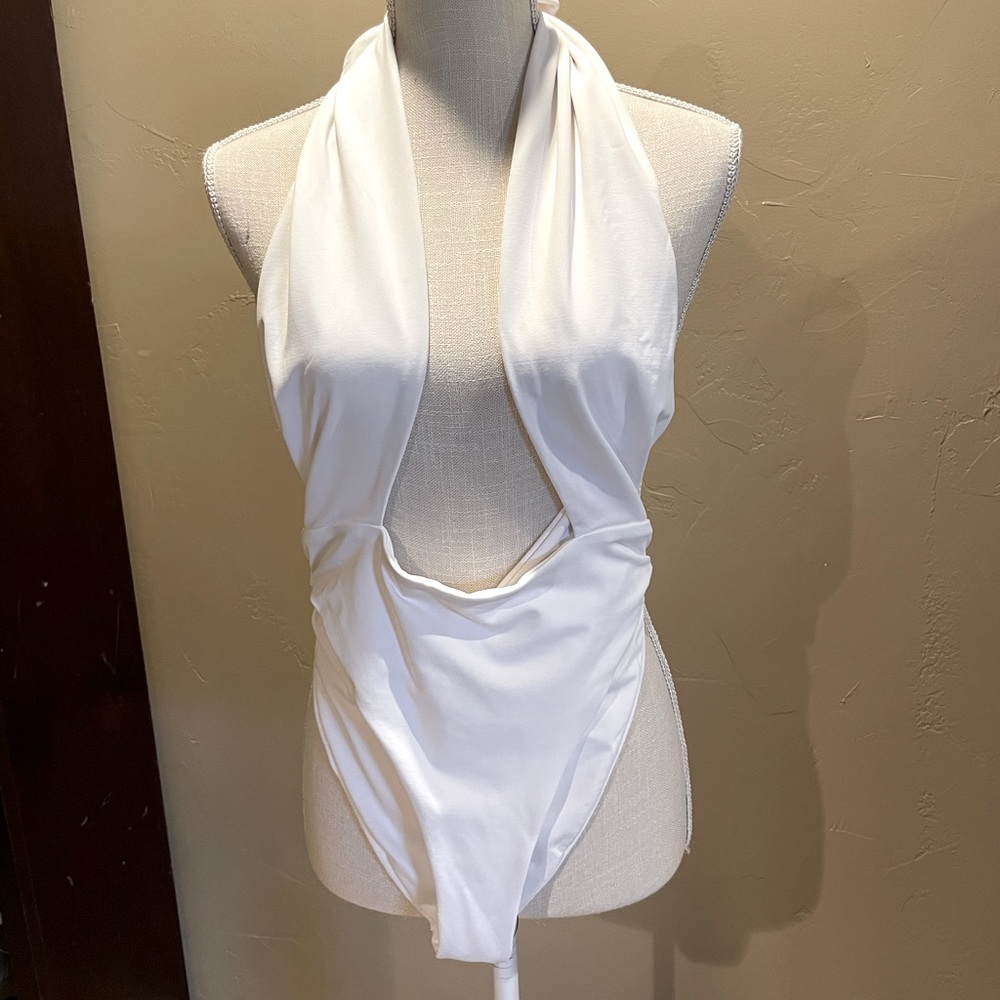 Plumeria white one piece swimsuit